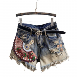 Suvised naiste teksap&uuml;ksid Jaapani retro-teemantidega kaetud magusad vabad laia s&auml;&auml;rega &otilde;hukesed vabaaja A-kujulised l&uuml;hikesed p&uuml;ksid Student Street Trend L sinine