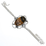 Wood Jasper Gemstone Handmade 925 Sterling Silver Bracelet 7-8 m4f31