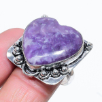 Lepidolite Stone Gemstone Handmade 925 Sterling Silver Jewelry Ring Size 9 p9e46