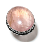 Rose Quartz Gemstone Handmade 925 Sterling Silver Gift Jewelry Ring Size 7 e5f02