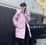 Naiste talvine s&uuml;gispaks kapuutsiga valge pardi sulejope lahtine keskmine pikk &uuml;hev&auml;rviline suure taskuga eemaldatav m&uuml;tsi sulejope S lilla