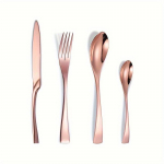 Roosa kullast h&otilde;ben&otilde;ude komplekt, roostevabast terasest s&ouml;&ouml;giriistade komplekt 18/10, peegli poleeritud, n&otilde;udepesumasinas pestav roosa kuldne v&auml;rv