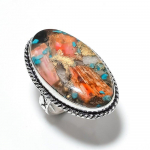 Natural Spiny Oyster Gemstone Handmade 925 Sterling Silver Ring Size 7 t8z65