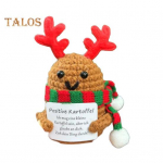 Positiivne j&otilde;uluheegeldatud nukk julgustava kaardiga emotsionaalse toega K&auml;sitsi valmistatud kudumine j&otilde;uluvana m&uuml;ts kartulihapukurgi kaunistus ornament stressi leevendamine D