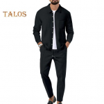 Meeste kaheosaline &uuml;likond, vabaaja vahvlimustriga pikkade varrukatega s&auml;rk, n&ouml;&ouml;riga p&uuml;ksid, kevad-s&uuml;gis riietus kontori t&auml;navar&otilde;ivastele igap&auml;evaseks kandmiseks M khaki