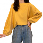 Naiste T-s&auml;rk &Uuml;markaelusega laternaga, pikkade varrukatega elastsed k&auml;tised T-s&auml;rk &uuml;hev&auml;rviline lahtise vormiga pullover Topid igap&auml;evaseks kandmiseks M lilla