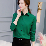 Suvine s&uuml;gisene naiste kontoris&auml;rk Korea mood Slim Fit vabaaja pluus Topid Naiste rev&auml;&auml;ridega pikkade varrukatega &scaron;ifoons&auml;rgid M