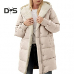 Talvine naiste mantel Paks fliisvooder tuulekindel t&otilde;mblukk kapuutsiga elastsed mansetitaskud pikkade varrukatega soojust hoidev kardigan sulejope XL aprikoosi