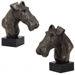 Fox Terrier Wire - Dog statue, bust on stone base, sculpture, trophy for dog show by Art-Dog brand