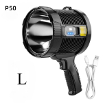 Laetav Prožektor LED Spot Valgustid K&auml;eshoitav Taskulamp Super Hele V&auml;litingimustes P&auml;ikeseenergia Prožektorid Otsingulamp L P50+3*18650cm+usb must