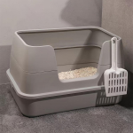 Kassi eriti suur liivakast plastikk&uuml;hvliga, k&otilde;rge taraga kassiliivakast, kergesti puhastatav ja pritsmevastane kassik&auml;imla, lemmikloomak&auml;imla liivak&uuml;hvliga kollane