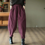 S&uuml;gisp&uuml;ksid Vintage pahkluuni ulatuvad jooksup&uuml;ksid moep&uuml;ksid vabaaja p&uuml;ksid, k&otilde;rge v&ouml;&ouml;kohaga soojad naiste velvetist kottis haarem Plus Size M