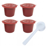 Korduvkasutatavad kohvikapslid - Mittetoksilised - Nespresso masinale - 4 tk - Roostevaba teras - Punane
