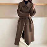 &Uuml;herealine kahepoolne villane mantel nukukraega, pikkade ketasn&ouml;&ouml;pidega varrukad, kahepoolne paksendatud ka&scaron;miirvillane S