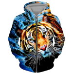 Kevad s&uuml;gismood Tiger Lion 3D prinditud kapuuts Meeste moodsad t&otilde;mblukuga spordir&otilde;ivad loomamustriga spordir&otilde;ivad t&auml;navamantel 3XL