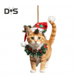 J&otilde;ulukassi ripats 2D akr&uuml;&uuml;list rippuv ornament j&otilde;uluvana m&uuml;ts kassi auto tahavaatepeegli v&otilde;lupuu kaunistus kingitus kassis&otilde;pradele Cat