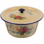 Vanaaegne emailitud seapekikauss kaanega, k&ouml;&ouml;gisegisti, emailitud n&otilde;ud, maitseainete anum, &otilde;li, ideaalne sissekolimine