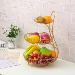 Household Light Luxury Metal Fruits Plate Tray Stand Two Three Layer Personality Creativity Iron Art Delicate Fruit Basket
