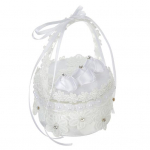 Valge pitsist s&otilde;rmusekarp, pulmas&otilde;rmuse hoidja k&auml;epidemega, pael, lilleline s&otilde;rmus C