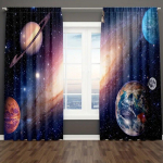 2 tk vapustavat lillat galaktikakujulist kardinat - torutasku v&auml;lisruum universum t&auml;htede taevas t&auml;htedega tr&uuml;kitud aknakardinad elutuppa 2x50W160H(CM)40x63in&Hook
