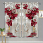 2 tk, V&auml;rviliste lilledega &otilde;limaal Kevad Suvi Maastikuprindiga Kardinad Tunneliga kinnitus, Digitaaltr&uuml;kiga pol&uuml;esterkardinad 2x50W130H(CM)40x51in&Grommet Top brown