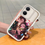 Pehme silikoonist ruudukujulise redeli mustriga telefoni&uuml;mbris, t&auml;ielikult kattev, kaamera p&otilde;rutuskindel kaitse, kummist &uuml;mbris Vivole Vivo Y01 must