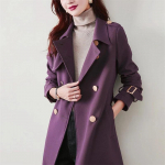 Elegantne kahe n&ouml;&ouml;pidega pikk trenchcoat Vabaaja Klassikaline &scaron;ikk jakk Tuulejakk V&ouml;&ouml; Streetwear XXL lilla