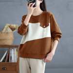 Suur suurus S&uuml;gis Puuvillane T-s&auml;rk Naised P&otilde;hiline Pullover Uus Pikkade Varrukatega Lahtine Mood &Uuml;legabariidilised Topid Tees 3XL pruun