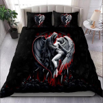 Kolju ja Ilu Tekikott Komplekt T&auml;issuuruses Gootiline Suhkrukolju Inglid ja Kuradid Voodipesu Komplekt Padjap&uuml;&uuml;ridega Twin Kahekohaline Voodi Komplektid 70x133cm 2pcs