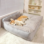 Eemaldatavad lemmikloomavoodid Pestav koeramat Talvine soe koeramat Luksuslik diivan v&auml;ikestele ja keskmistele koertele Ruuduline voodi kassidele ja koertele Kohev magamine M 52x38x21cm hall