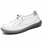 Moodsad valged nahast kingad libisevad jalga, hingavad baleriinid, tennised, kevad-suvi, naiste mokassiinid, jalatsid 35 valge