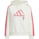 Adidas Casual Seeria Br&auml;ndilogo Kapuutsiga Pullover Triibuline Paks Dressipluus Naiste dressipluus Han-Jade-Valge JZ1638 XL