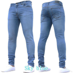 Uus mood meeste &uuml;hev&auml;rvilised kitsad slim teksap&uuml;ksid vabaaja p&uuml;ksid S-4XL 4XL taevasinine v&auml;rv