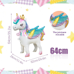 Rainbow unicorn with wings and wheels standing balloon, unicorn theme, birthday party, girl birthday decoration Other