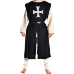 Keskaegne r&uuml;&uuml;tel ristis&otilde;dija tabard Halloweeni kost&uuml;&uuml;m Cosplay templari tuunika renessanss-&uuml;likond SCA 3XL must