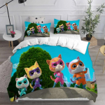Anime Super Kitties Tekikott, Super Kitties Voodipesukomplektid, 3D Digitaaltr&uuml;kiga Tekikott ja Padjap&uuml;&uuml;rid Komplektid Laste ja T&auml;iskasvanute Suurused 135x200cm 2pcs