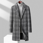 Uus mantel s&uuml;gis-talvine uus keskmise pikkusega ruuduline villane Slim Fit meeste mantel M
