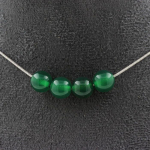 Pierres et Min&eacute;raux. Collier 4 perles Agate verte 8 mm. Chaine en acier inoxydable Collier femmes, hommes. Taille personnalisable.