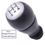 POMMEAU DE VITESSE GRIS ( 5 VITESSES ) pr&eacute;vu pour CITROEN BERLINGO II (DEPUIS 2002) & PEUGEOT PARTNER 2 (DEPUIS 2002)