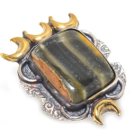 Bumble Bee Jasper 925 Sterling Silver Jewelry Two Tone Ring Size 7 n7v71