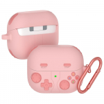 Sumsung Galaxy Buds3 / Buds 3 Pro jaoks Silikoonist Retro M&auml;ngu&uuml;mbris Armas Kaitse&uuml;mbris koos Karabiiniga Kaitsekate Nahk roosa