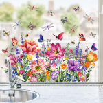 Kahepoolne v&auml;rvilised lilled liblikas seinakleebis elektrostaatiline pasta, aknaklaasi pasta N&auml;htav dekoratiivne seinakleebis 30*60cm