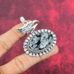 Lumehelbe obsidiaan ripats, 925 prooviga t&auml;issterliinikuld, K&auml;sitsi valmistatud &otilde;rn ehtripats, Talle 2.40 Inches must