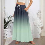 Naiste lendlevad volangidega &auml;&auml;ris, joonega maksiseelikud elastse v&ouml;&ouml;kohaga elegantsed mitmekihilised Boho pikad seelikud XL ts&uuml;aan