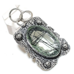 Black Rutile Handmade 925 Sterling Silver Jewelry Pendant 2.13 i5k13