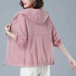 Suvine naiste jope &otilde;huke mantel vabaaja pikkade varrukatega kapuutsiga jope Naiste tuulepluus p&auml;ikesekaitsejope Suures suuruses v&auml;lisr&otilde;ivad XXXXL