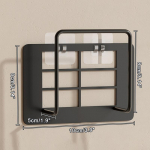 Kuumalt m&uuml;&uuml;v mitmek&uuml;lgne seinale paigaldatav ruuteri ja digiboksi hoidik - puurimiseta mitmeotstarbeline hoiuriiul praktiliste konksudega must