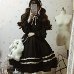 Armas Kawaii kleit naiste Lolita printsessi peokleit, volangidega kraega gooti cosplay kleit One Size