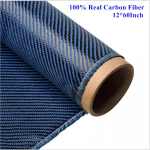 100% Ehtne S&uuml;sinikkiudkangas Riie 12 &times; 60 3K 220 gsm 2x2 toimne Kootud K&auml;rgstruktuur H&uuml;briid S&uuml;sinik Kevlar Kangas Sinine ja Must