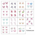 15 lehte s&auml;delevad unen&auml;olised liblikas veekindlad ajutised t&auml;toveeringud, kauakestvad veekindlad realistlikud v&otilde;ltsitud t&auml;toveeringuga s&otilde;rmekleebised as the picture